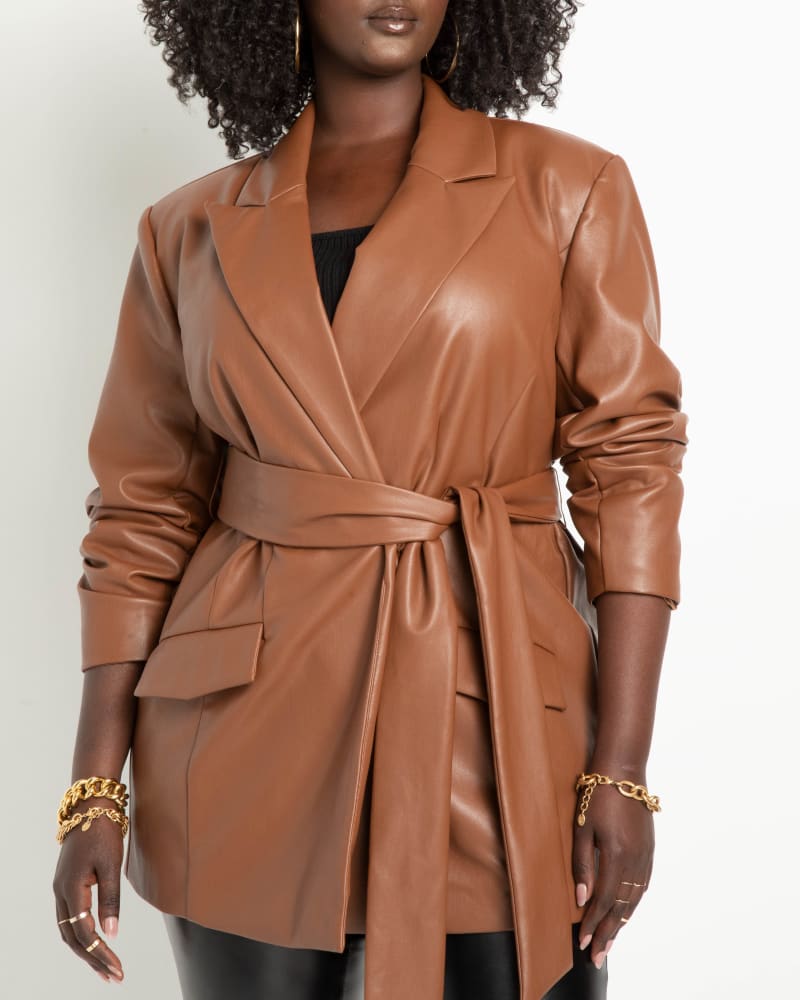 Plus size faux leather blazers hotsell